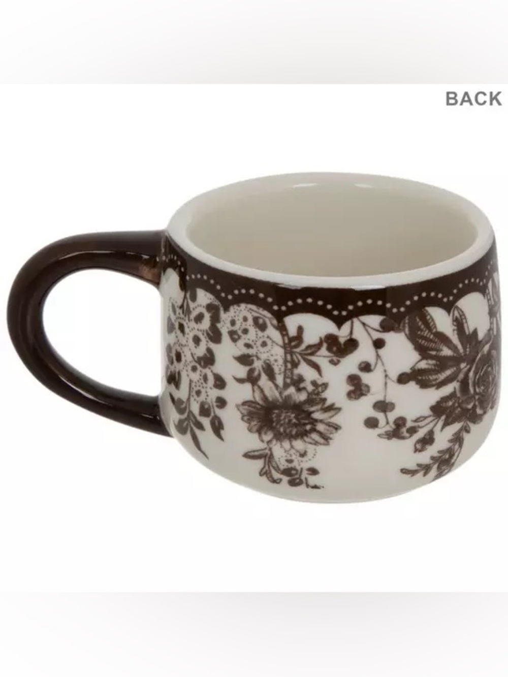 (3) Brown & White Toile Espresso Mug - Picture 3 of 3